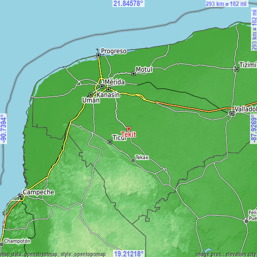 Topographic map of Tekit