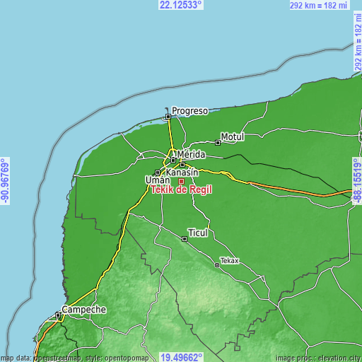 Topographic map of Tekik de Regil