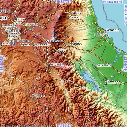 Topographic map of Tehuipango