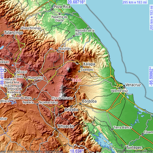 Topographic map of Texin