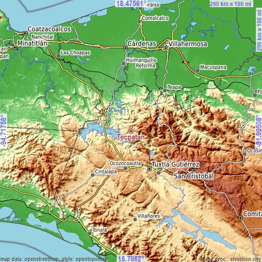 Topographic map of Tecpatán