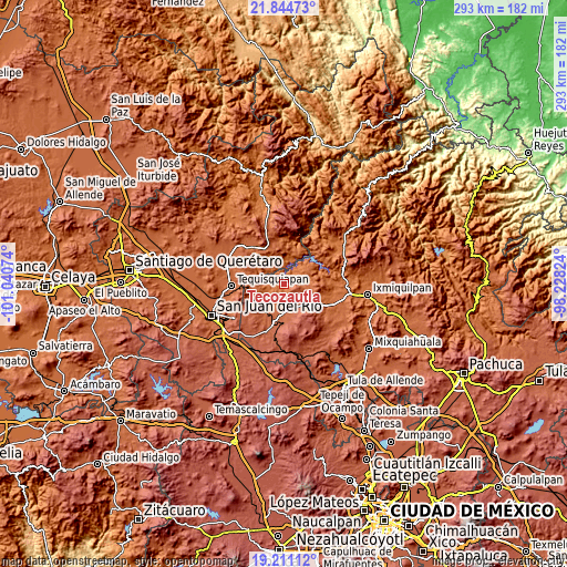 Topographic map of Tecozautla