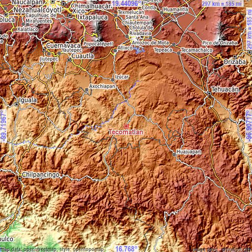 Topographic map of Tecomatlán