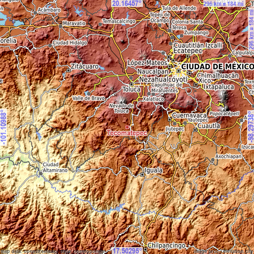 Topographic map of Tecomatepec