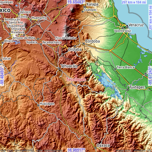 Topographic map of Tecoltepec