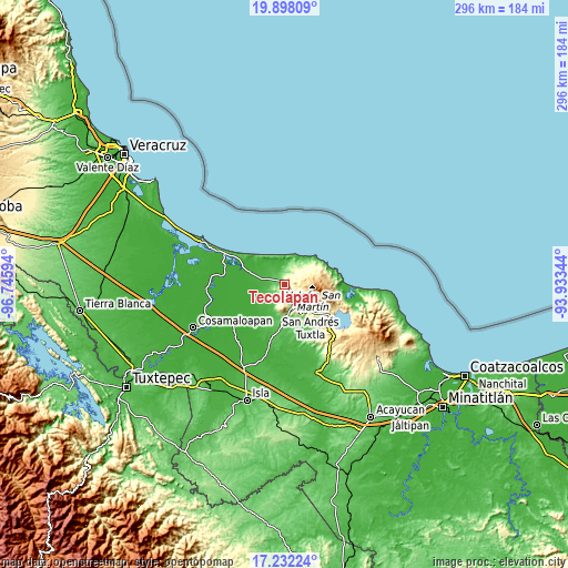 Topographic map of Tecolapan