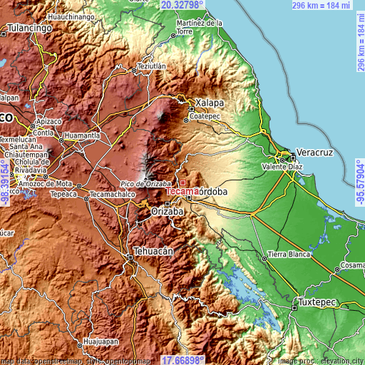 Topographic map of Tecama