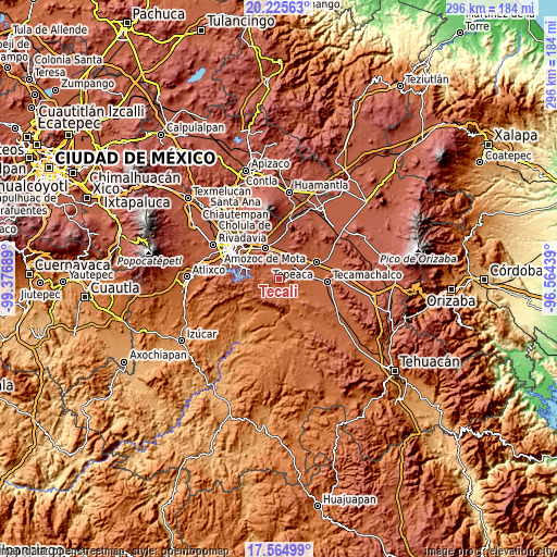 Topographic map of Tecali