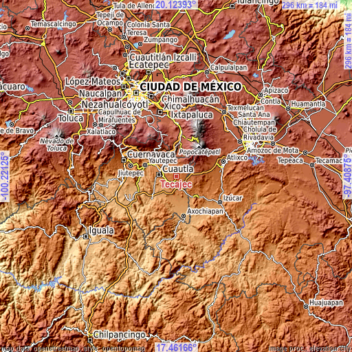 Topographic map of Tecajec