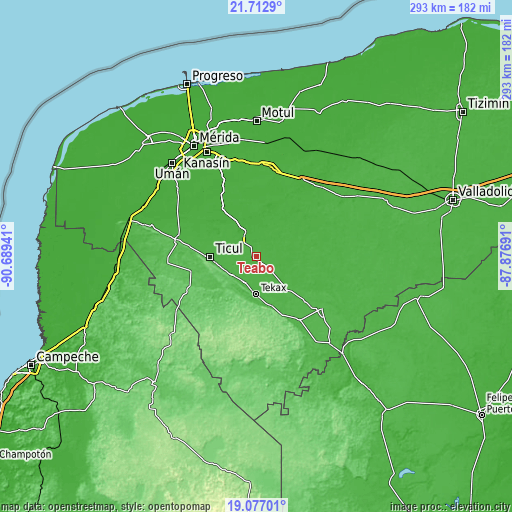 Topographic map of Teabo