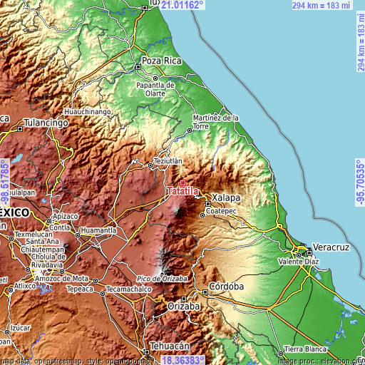 Topographic map of Tatatila