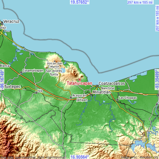 Topographic map of Tatahuicapan