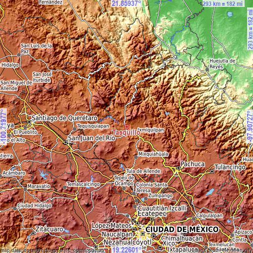 Topographic map of Tasquillo