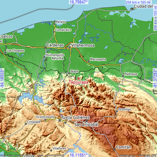 Topographic map of Tapijulapa