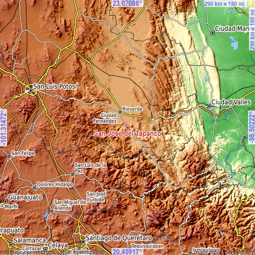 Topographic map of San José del Tapanco