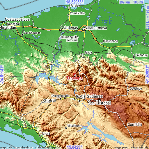 Topographic map of Tapalapa