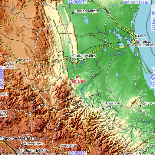 Topographic map of Tanlajás