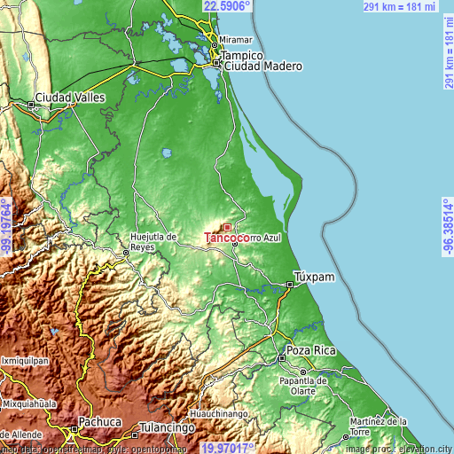 Topographic map of Tancoco