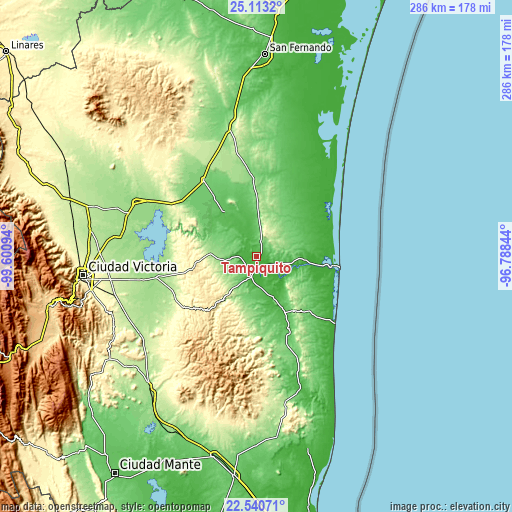 Topographic map of Tampiquito