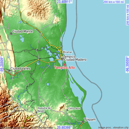 Topographic map of Tampico Alto