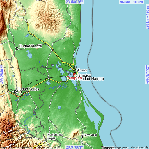 Topographic map of Tampico