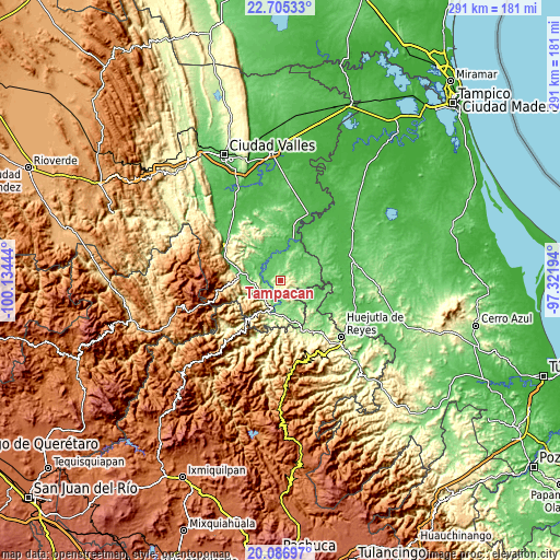 Topographic map of Tampacán