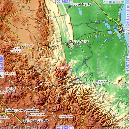 Topographic map of Tamápatz