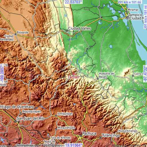 Topographic map of Tamán