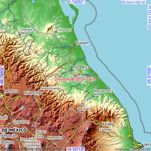 Topographic map of Congregación el Tajín