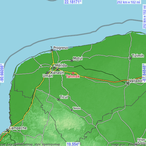 Topographic map of Tahmek