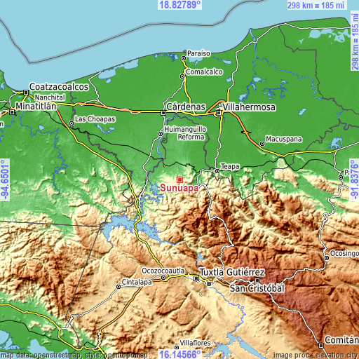 Topographic map of Sunuapa