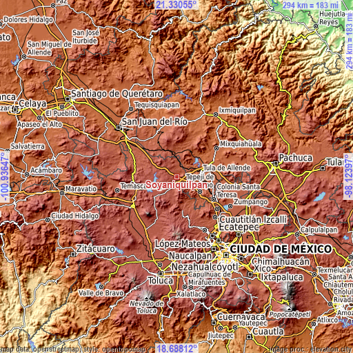 Topographic map of Soyaniquilpan