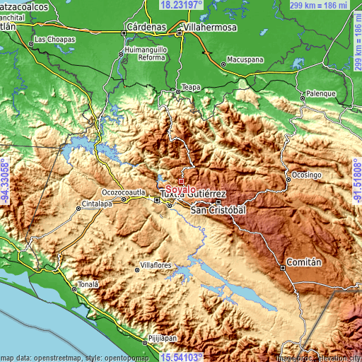 Topographic map of Soyaló