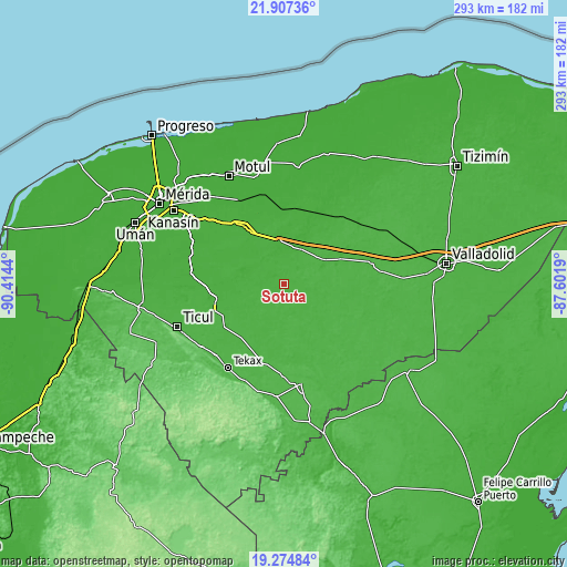 Topographic map of Sotuta