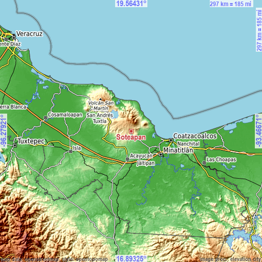 Topographic map of Soteapan