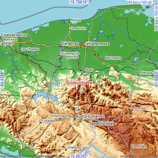 Topographic map of Solosuchiapa