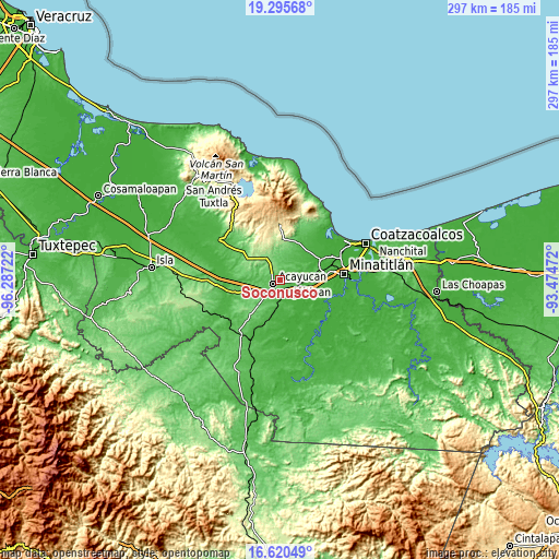 Topographic map of Soconusco