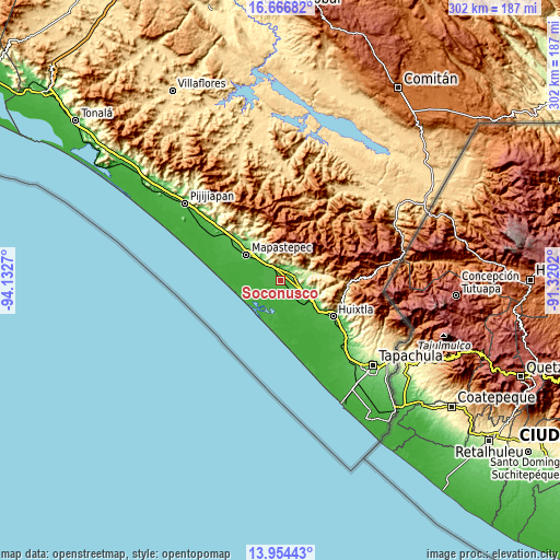 Topographic map of Soconusco