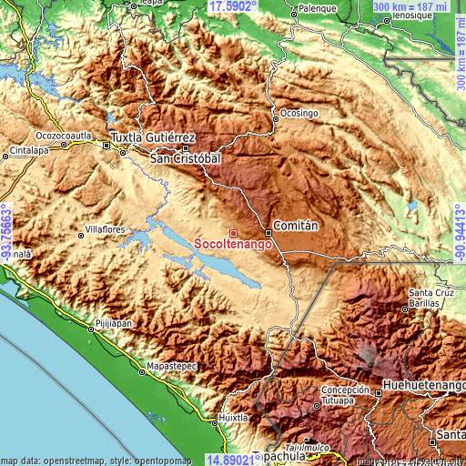 Topographic map of Socoltenango