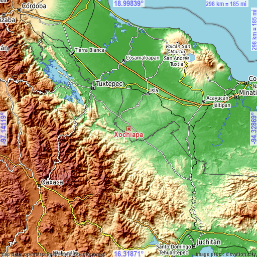 Topographic map of Xochiapa