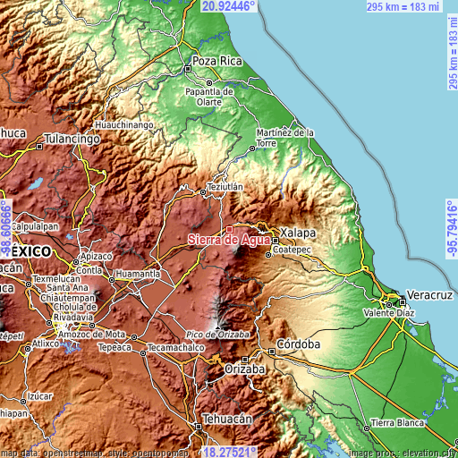 Topographic map of Sierra de Agua