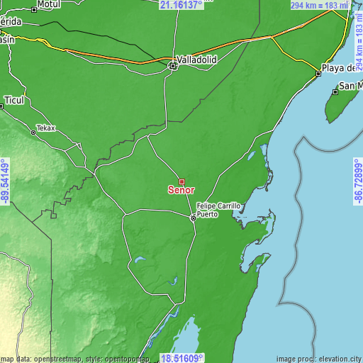 Topographic map of Señor