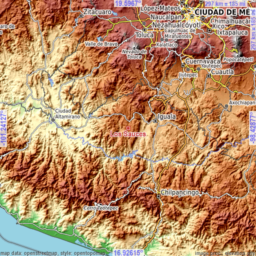 Topographic map of Los Sauces
