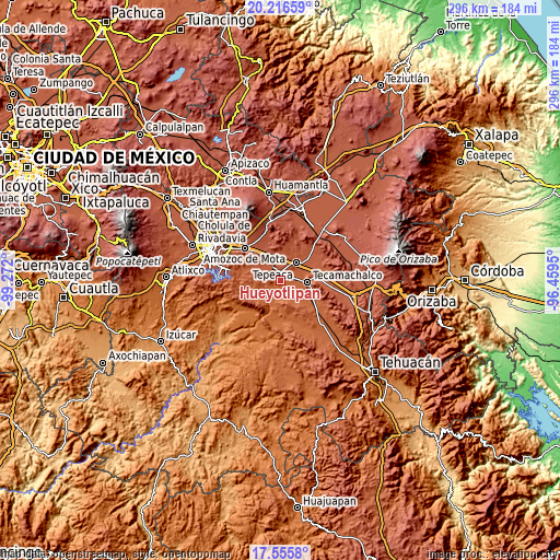 Topographic map of Hueyotlipan