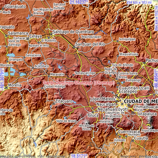 Topographic map of Santo Domingo Shomege (Shomege)