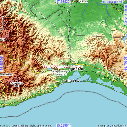 Topographic map of Santo Domingo Chihuitán