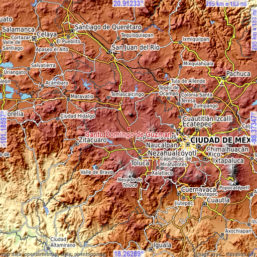 Topographic map of Santo Domingo de Guzmán