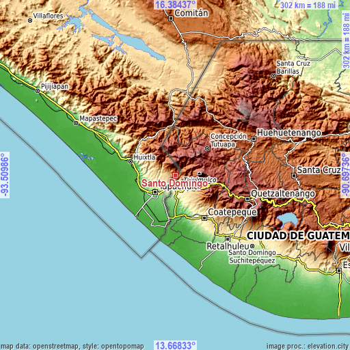 Topographic map of Santo Domingo