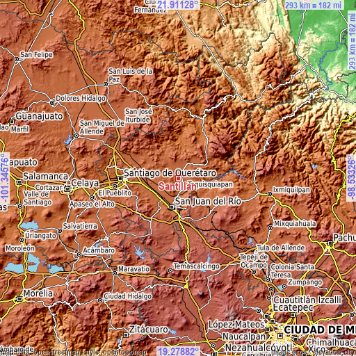 Topographic map of Santillán