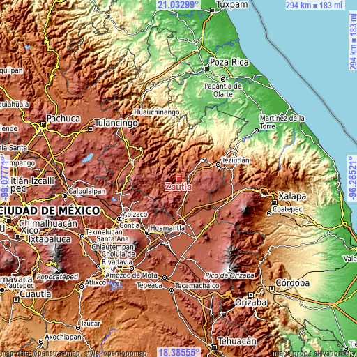 Topographic map of Zautla